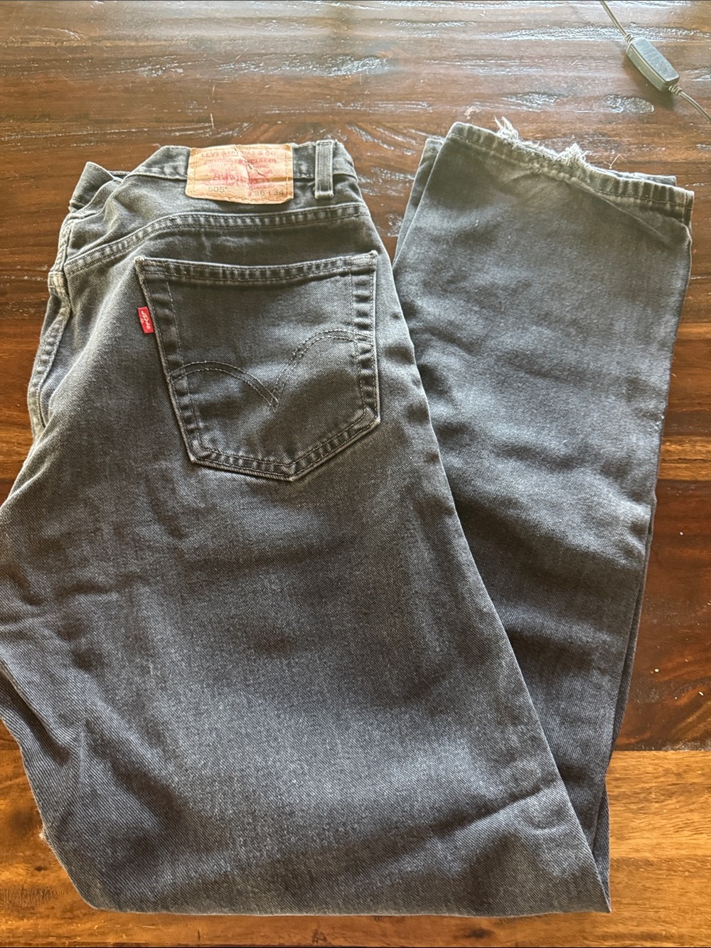 Levi's vintage Men's Washed Faded Black Straight-Leg Jeans